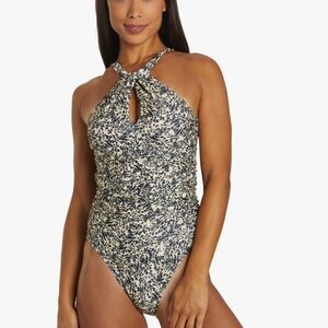 Dolfin Aquashape Contemporary Keyhole One Piece Swimsuit Leopard NWT 12 Shaping